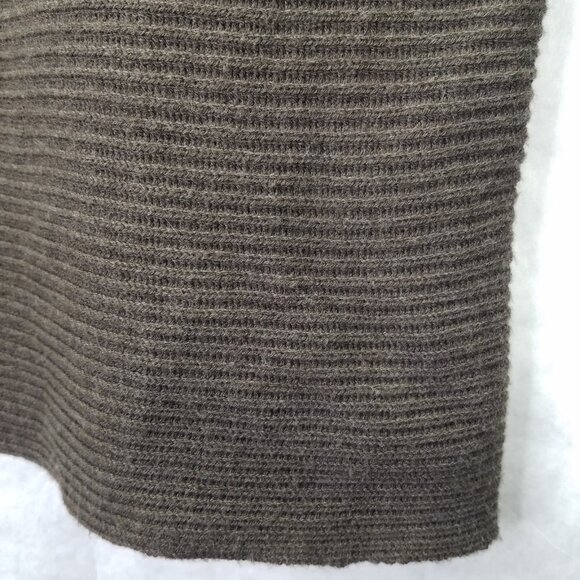 E3 Etcetera Sweater Womens L Brown Removable Cowl Neck Wool Blend Brown Rib Knit - Picture 7 of 15